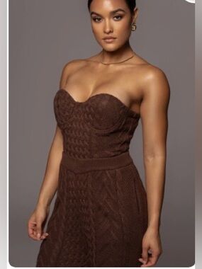 JLUXLABEL Brown Cable-Knit Set